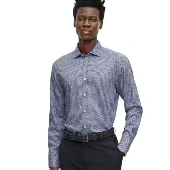 REGULAR-FIT SHIRT IN PRINTED FABRIC - Picture 1 of 8